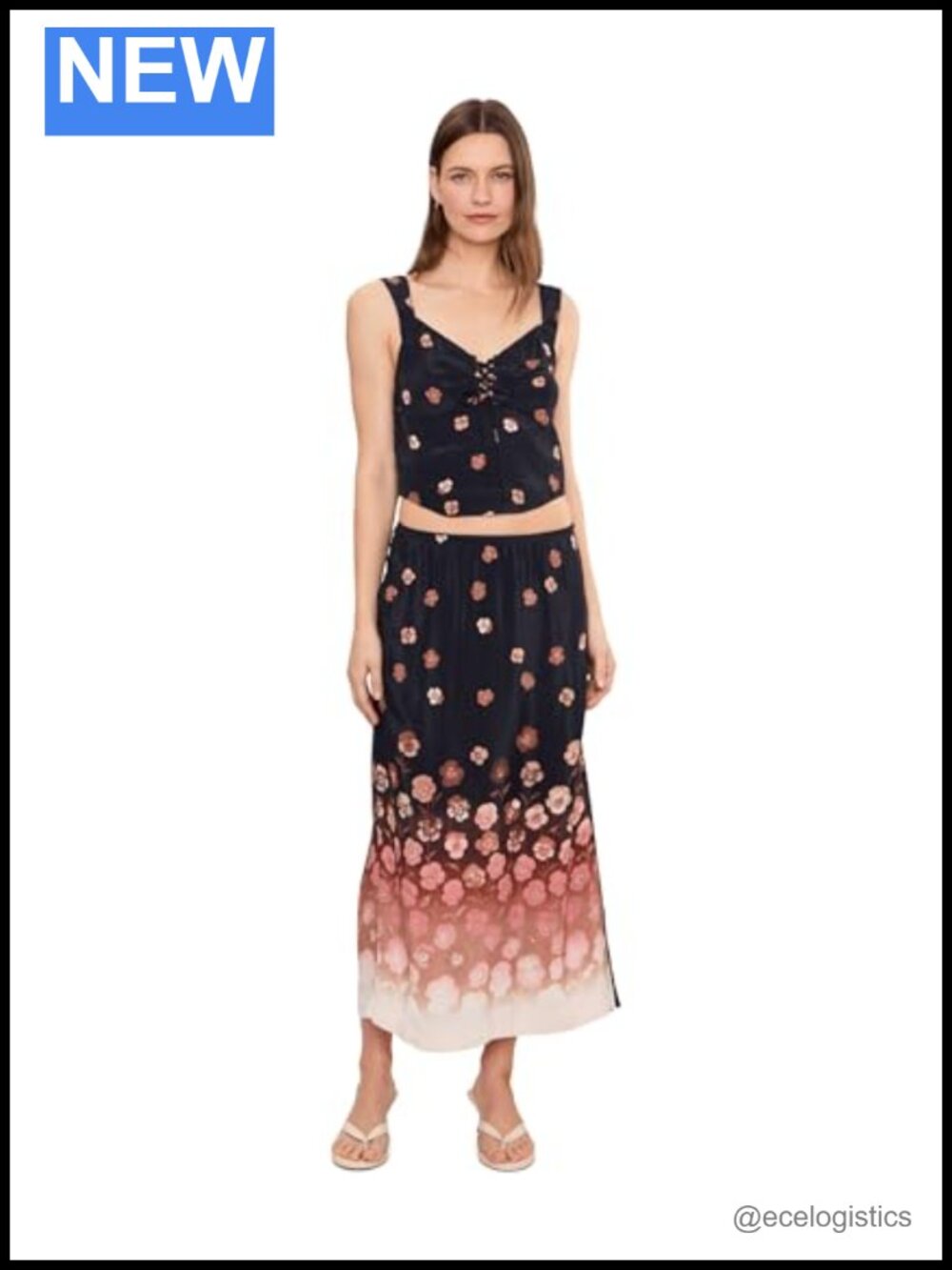 Free People Midi Skirt Set Rayon Pull On Snap